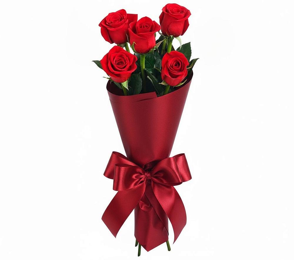Букет 5 Красных роз Эдлесс Лав в Посёлок Комбината Стройматериалов-1