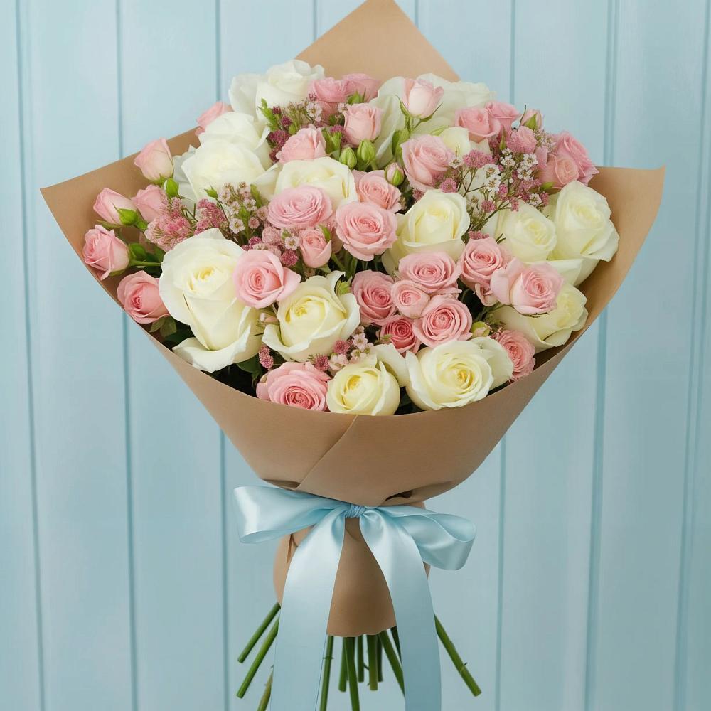 Букет цветов из: Розы в Посёлок Комбината Стройматериалов-1