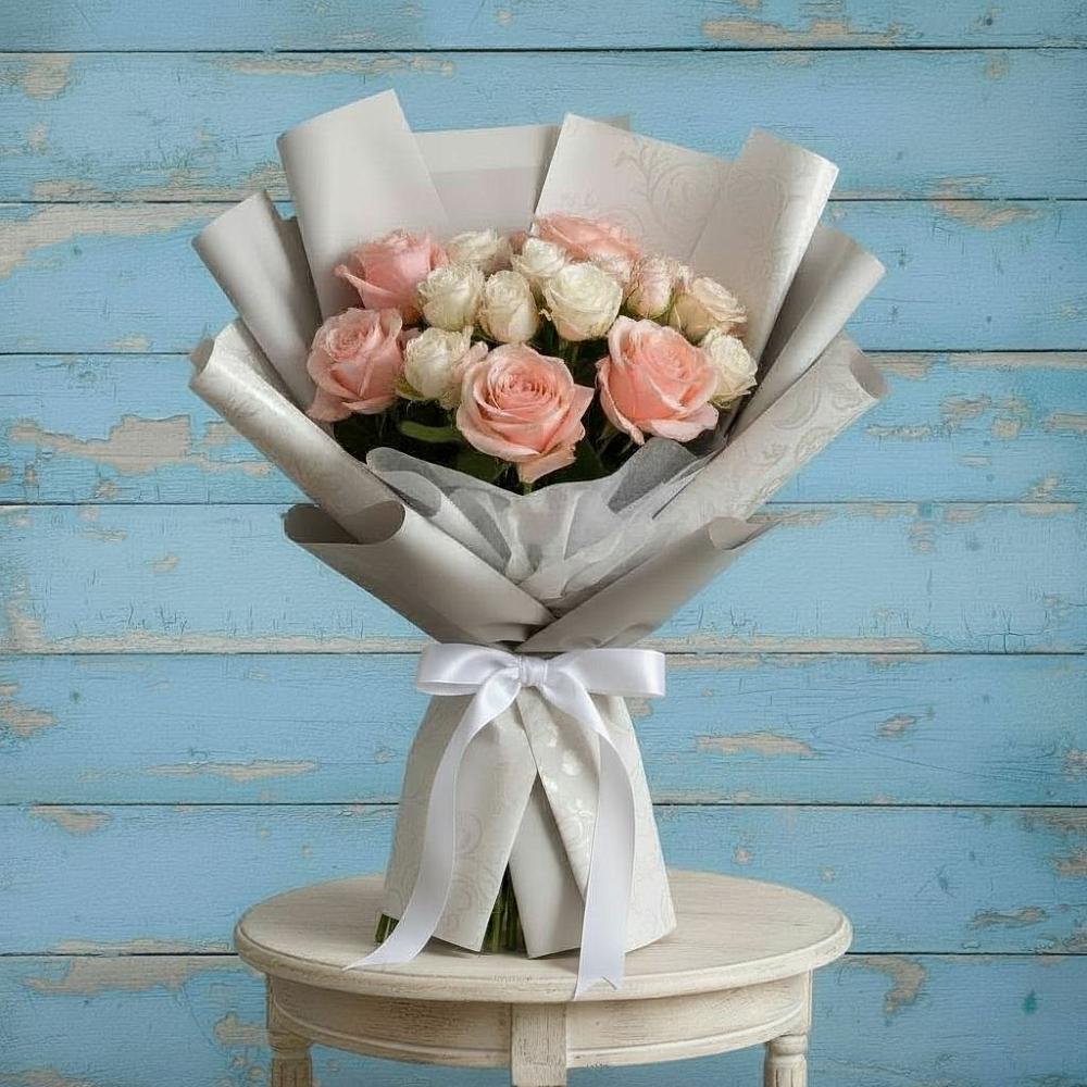 Букет цветов из: Розы в Посёлок Комбината Стройматериалов-1