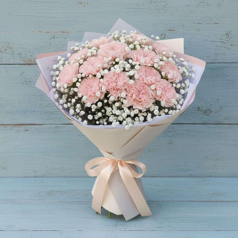 Букет цветов из: Гвоздики в Посёлок Комбината Стройматериалов-1