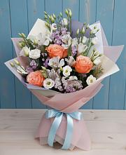 Букет цветов из:  Лизиантусы, Розы, Альстромерии и Гипсофила #REPLACE_PRED# Посёлок Комбината Стройматериалов-1