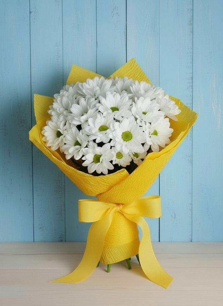 Букет цветов из: Хризантемы в Посёлок Комбината Стройматериалов-1