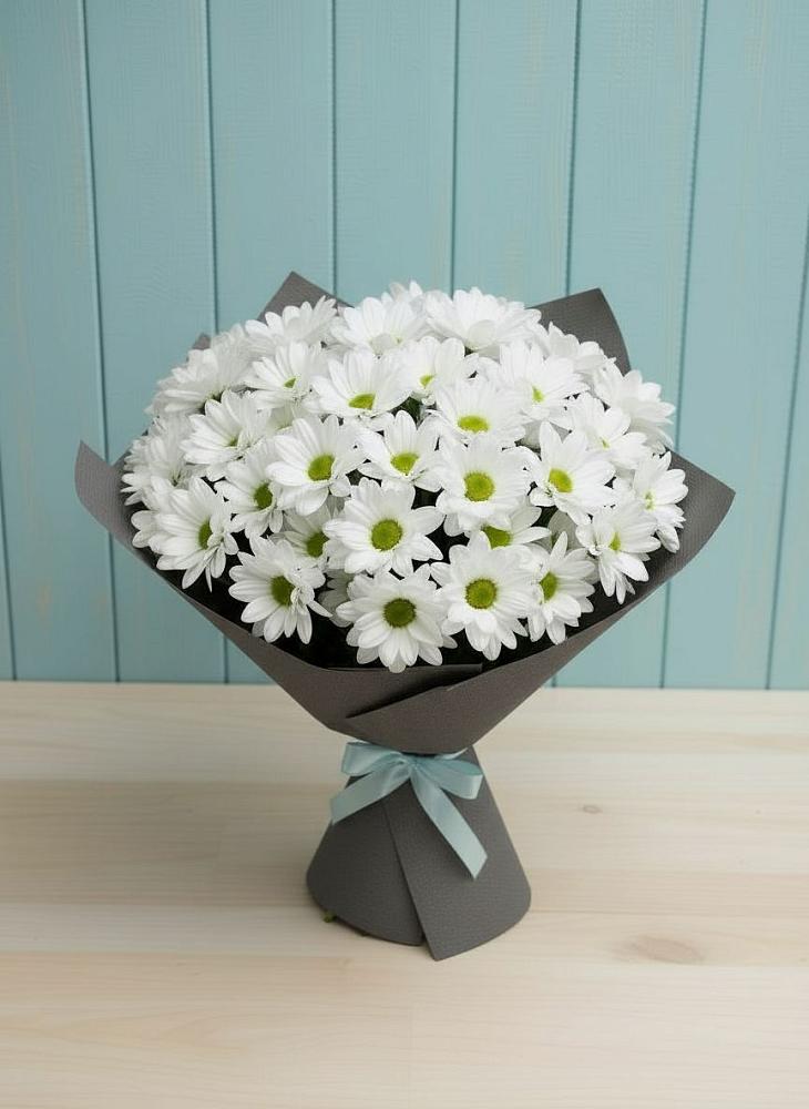 Букет цветов из: Хризантемы в Посёлок Комбината Стройматериалов-1