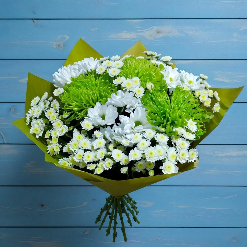 Букет цветов из: Хризантемы в Посёлок Комбината Стройматериалов-1