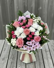 Букет цветов из:  Альстромерии, Гвоздики, Розы и Хризантемы #REPLACE_PRED# Посёлок Комбината Стройматериалов-1