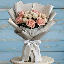 Букет цветов из:  Розы в Посёлок Комбината Стройматериалов-1