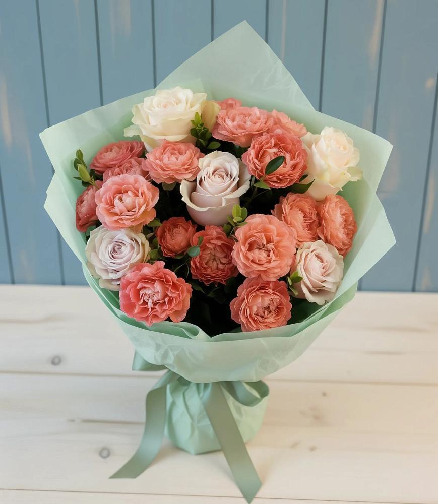 Букет цветов из: Розы в Посёлок Комбината Стройматериалов-1