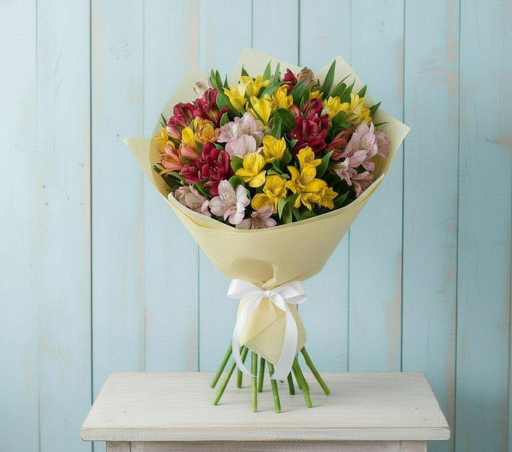 Букет цветов из: Альстромерии в Посёлок Комбината Стройматериалов-1