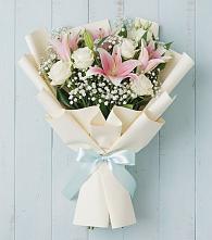 Букет цветов из:  Лилии в Посёлок Комбината Стройматериалов-1