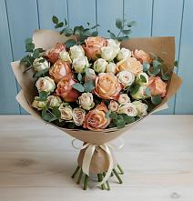 Букет цветов из:  Альстромерии и Розы в Посёлок Комбината Стройматериалов-1