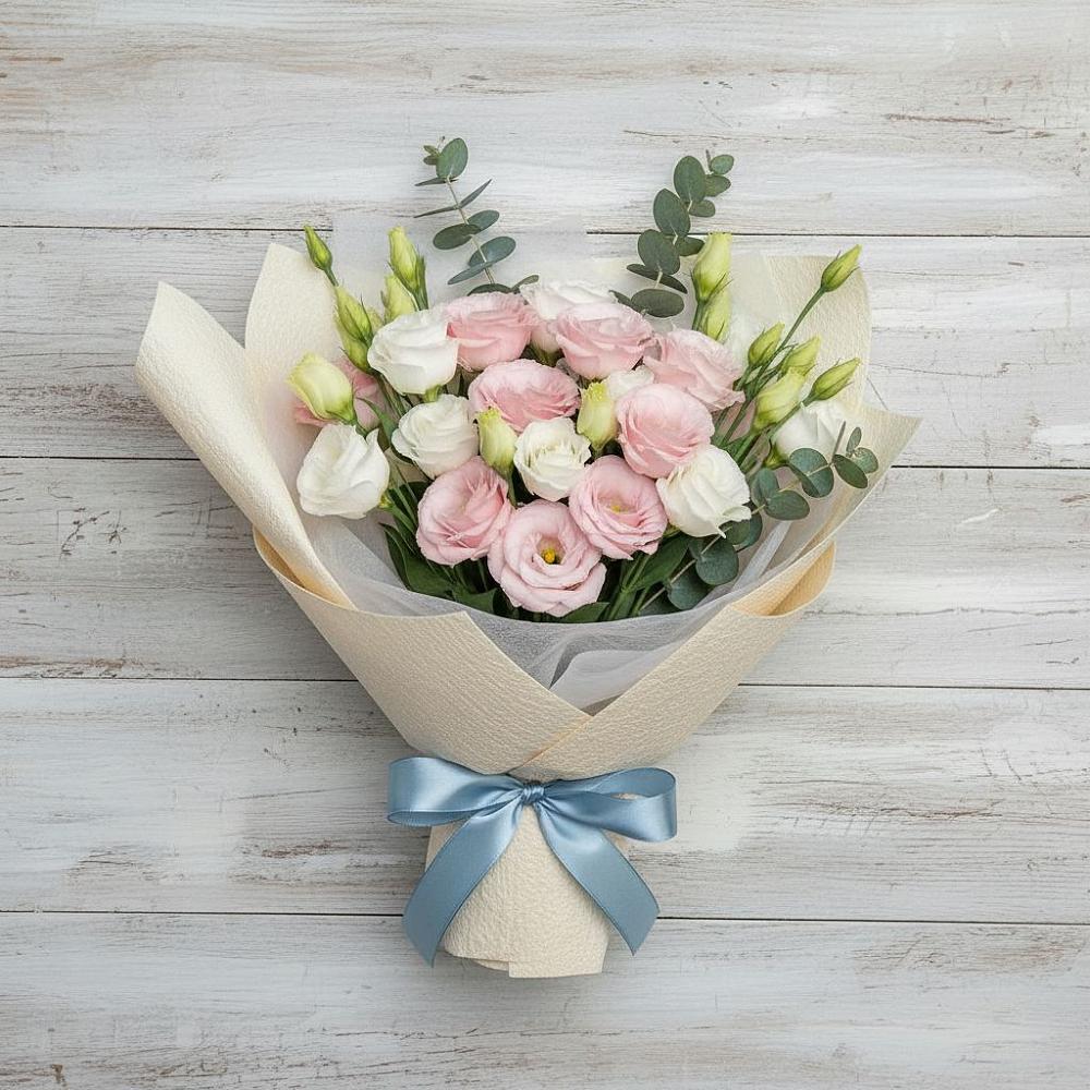 Букет цветов из: Лизиантусы в Посёлок Комбината Стройматериалов-1